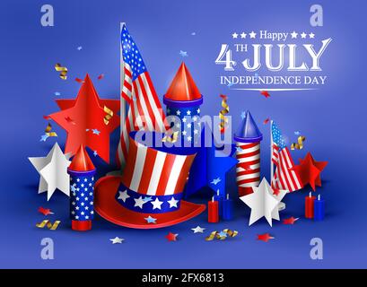 Unabhängigkeitstag - Luxus Vektor Hintergrund. Am 4. juli helles Poster. realistische 3d-Vektordarstellung Stock Vektor