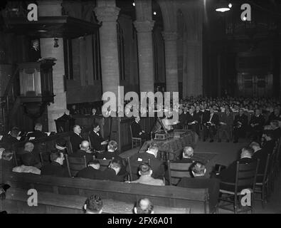 Gedenkfeier Munster-Frieden in der Neuen Kirche von Delft, 25. Januar 1948, GEDENKSTÄTTEN, Niederlande, Presseagentur des 20. Jahrhunderts, Foto, Nachrichten zur Erinnerung, Dokumentarfilm, historische Fotografie 1945-1990, visuelle Geschichten, Menschliche Geschichte des zwanzigsten Jahrhunderts, Momente in der Zeit festzuhalten Stockfoto