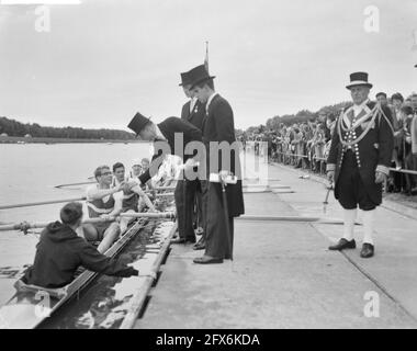 Hollandia Cup Rennen auf der Bosbaan, 19. Juni 1961, Rudermeisterschaften, Niederlande, 20. Jahrhundert Presseagentur Foto, Nachrichten zu erinnern, Dokumentarfilm, historische Fotografie 1945-1990, visuelle Geschichten, Menschliche Geschichte des zwanzigsten Jahrhunderts, Momente in der Zeit festzuhalten Stockfoto