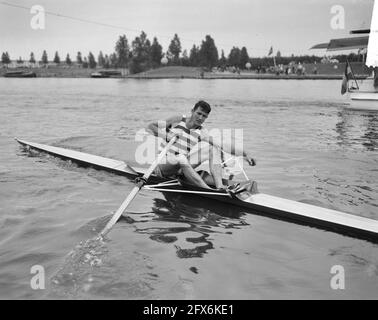 Hollandia Cup Rennen auf der Bosbaan. Mackenzie Australien, 19. Juni 1961, Ruderer, Niederlande, Foto der Presseagentur des 20. Jahrhunderts, zu erinnerende Nachrichten, Dokumentarfilm, historische Fotografie 1945-1990, visuelle Geschichten, Menschliche Geschichte des zwanzigsten Jahrhunderts, Momente in der Zeit festzuhalten Stockfoto