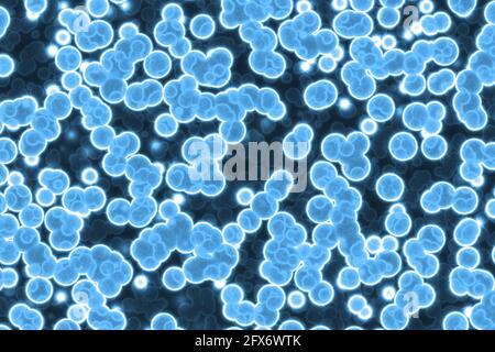 Künstlerisch schön blau eine Menge organische lebende Zellen digital gezeichnet Textur- oder Hintergrunddarstellung Stockfoto