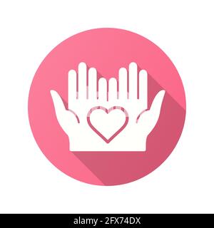 Symbol für wohltätige Zwecke. Einfache Illustration mit langem Schatten isoliert für Grafik- und Webdesign. Stock Vektor