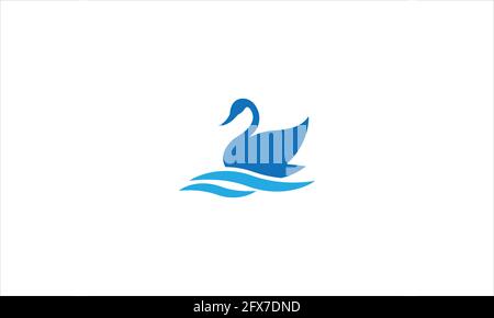 Logo „Ente Swimming on the Waves“ im flachen Design vektorgrafik Stock Vektor