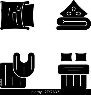 Schwarze Glyphen-Symbole aus inländischer Textilfaser auf weißem Raum Stock Vektor