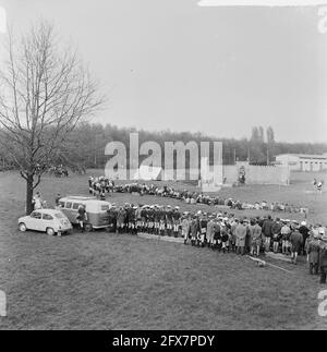 50. Jahrestag der Pfadfinderbewegung in Rotterdam mit St. George's Play am Kralingseweg. Übersicht während des Spiels, 15. April 1961, Spiegel, Übersichten, Niederlande, Presseagentur des 20. Jahrhunderts, Foto, Nachrichten zum erinnern, Dokumentarfilm, historische Fotografie 1945-1990, visuelle Geschichten, Menschliche Geschichte des zwanzigsten Jahrhunderts, Momente in der Zeit festzuhalten Stockfoto