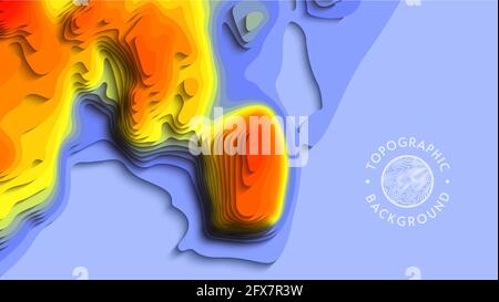 Hintergrund des Temperaturregelgradienten. 3d-Vektorausschnitt. Topographische Karte Farbe Welle Flüssigkeit Form. Globale Erwärmung Origami-Design mit kreativen c Stock Vektor