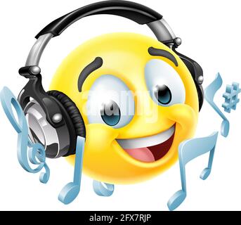 Cartoon Emoticon Face Icon Mit Musik-Kopfhörern Stock Vektor