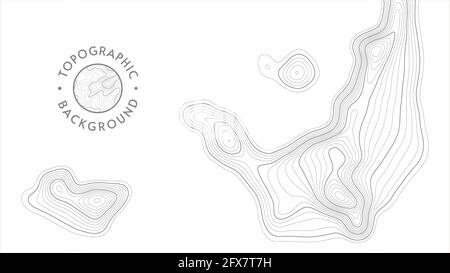 Vektor topografische Mustertextur. Gray Contours Geographische Berg Topographie Vektor-Illustration. Karte auf Landwegen. Höhengrafik CO Stock Vektor