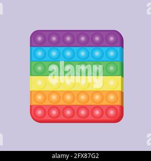 Pop it Antistress. Endlose Luftpolsterfolie. Rainbow Square Pop it. Einfache Darstellung von Grübchen-Vektoren. Vektorgrafik Stock Vektor