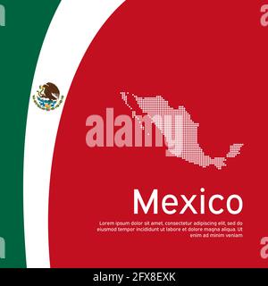 Abstrakte Mosaikkarte mit wehender flagge mexikos. Kreativer Hintergrund in mexiko Flaggen Farben für Urlaub Karte Design. Nationales Plakat. Staatliches mexikanisches patriotisches Co Stock Vektor