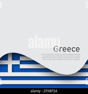 Griechenland-Flagge auf weißem Hintergrund. Nationales Poster-Design. Geschäftsbroschüre. Staatliches griechisches patriotisches Banner, Flyer. Hintergrund mit Flagge von griechenland. Winken Stock Vektor