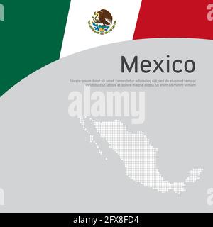 Abstrakte Mosaikkarte mit wehender flagge mexikos. Kreativer Hintergrund in mexiko Flaggen Farben für Urlaub Karte Design. Nationales Plakat. Staatliches mexikanisches patriotisches Co Stock Vektor