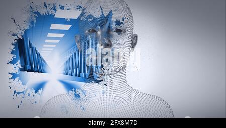 Zusammensetzung der menschlichen Büste über binäre Codierung Verarbeitung Stockfoto