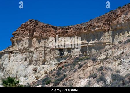 Blick auf die Erosion von Bolnuevo, Las Gredas, Mazarron. Murcia, Spanien Stockfoto