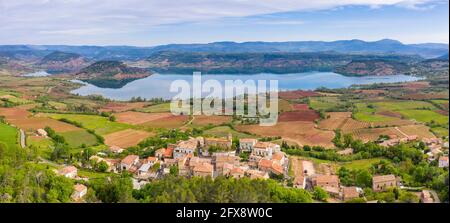 France, Herault, Lac du Salagou, Liausson (Luftaufnahme) // France, Hérault (34), lac du Salagou, Liausson (vue aérienne) Stockfoto