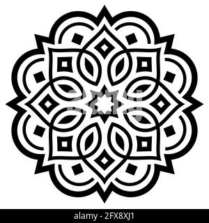 Mandala dekorative Vektor-Design inspiriert von Kunst aus Indien, geometrische schwarz-weiß Ornament - Yoga, Zen, Achtsamkeit Konzept Stock Vektor