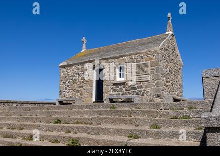 ST IVES, CORNWALL, Großbritannien - MAI 13 : Blick auf die alte St. Nicholikkapelle in St. Ives, Cornwall am 13. Mai 2021 Stockfoto