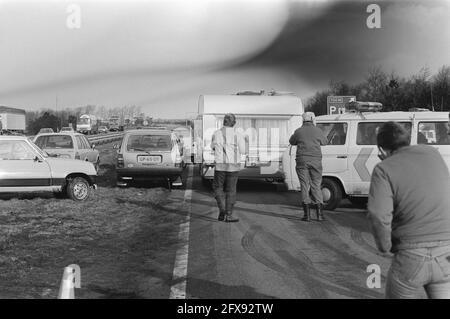 An der niederländisch-belgischen Grenze durften Zigeuner wieder in die Niederlande eingeschrieben werden. Zigeunermädchen wird aus dem Container vertrieben, 15. Januar 1981, Autos, Container, Grenzübergänge, Zigeuner, Niederlande, Foto der Presseagentur des 20. Jahrhunderts, Nachrichten zur Erinnerung, Dokumentarfilm, historische Fotografie 1945-1990, visuelle Geschichten, Menschliche Geschichte des zwanzigsten Jahrhunderts, Momente in der Zeit festzuhalten Stockfoto