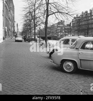 Blaue Zone zwischen Vijzelstraat und Leidsestraat auf ungerader Seite, auf dem Kanal, wo es jetzt ein Loch für ein Auto, 14. April 1964, Autos, Parkplatz, Verkehr, Niederlande, Foto der Presseagentur des 20. Jahrhunderts, zu erinnerende Nachrichten, Dokumentarfilm, historische Fotografie 1945-1990, visuelle Geschichten, Menschliche Geschichte des zwanzigsten Jahrhunderts, Momente in der Zeit festzuhalten Stockfoto