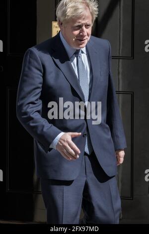 Boris Johnson, MP, britischer Premierminister, verlässt 10 Downing Street in London, England, Großbritannien Stockfoto