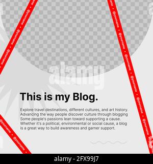 Clean Template für Ihren Blog mit roten Bändern. Stellen Sie Yopostur-Inhalte für soziale Medien unter den Hintergrund. Vektorgrafik Stock Vektor