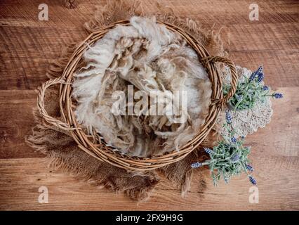 Hintergrund für die Fotosession bei Neugeborenen Stockfoto