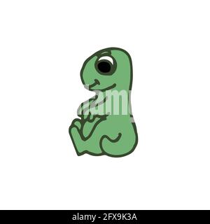 Fröhliche lustige Dinosaurier. Dino-Illustration. Zeichentrickstil. Hand Umriss Zeichnung des Tieres. vektor Stock Vektor