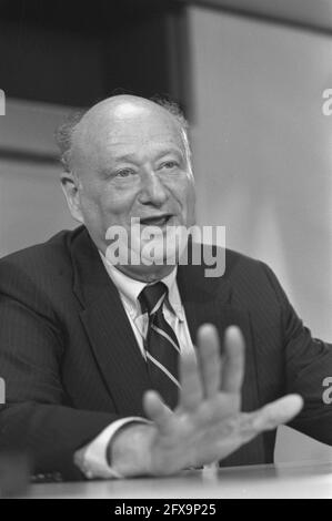 Bürgermeister Edward Koch aus New York besucht Amsterdam Bürgermeister Edward Koch, close, 19. Juli 1988, Bürgermeister, Niederlande, Presseagentur des 20. Jahrhunderts, Foto, Nachrichten zum erinnern, Dokumentarfilm, historische Fotografie 1945-1990, visuelle Geschichten, Menschliche Geschichte des zwanzigsten Jahrhunderts, Momente in der Zeit festzuhalten Stockfoto