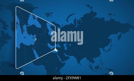 Lage des Libanon auf der Weltkarte mit vergrößerter Karte des Libanon mit Flagge. Geografische Vektor-Vorlage für Ihr Design. Stock Vektor