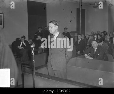 C. van Geelkerken in Utrecht vor dem Sondergerichtshof, 2. März 1950, Geschichte, politische Parteien, Politische Bewegungen, Gerichte, Richter, Niederlande, Foto der Presseagentur des 20. Jahrhunderts, News to remember, Dokumentarfilm, historische Fotografie 1945-1990, visuelle Geschichten, Menschliche Geschichte des zwanzigsten Jahrhunderts, Momente in der Zeit festzuhalten Stockfoto