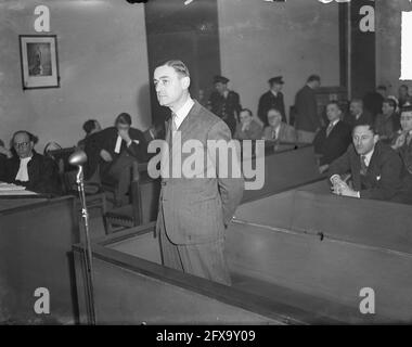 C. van Geelkerken in Utrecht vor dem Sondergerichtshof, 2. März 1950, Geschichte, politische Parteien, Politische Bewegungen, Gerichte, Richter, Niederlande, Foto der Presseagentur des 20. Jahrhunderts, News to remember, Dokumentarfilm, historische Fotografie 1945-1990, visuelle Geschichten, Menschliche Geschichte des zwanzigsten Jahrhunderts, Momente in der Zeit festzuhalten Stockfoto