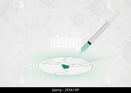 Belgisches Impfkonzept, Impfstoffinjektion in der Karte von Belgien. Impfstoff und Impfung gegen Coronavirus, COVID-19. Vektorvorlage zu Healthc Stock Vektor