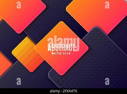 Abstrakter horizontaler Hintergrund mit dunkelgrauer und orangefarbener Raute mit Farbverlauf. Vektor minimalistisches Papier geschnitten geometrisches Muster. Designkonzept für Stock Vektor