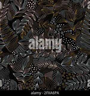 Nahtloses Muster floral abstrakt.Botanical vintage Natur Hintergrund.Print Mode Textil. Stock Vektor