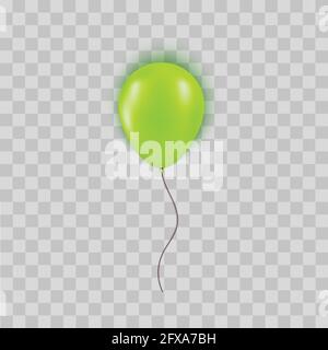 Realistischer grüner Ballon isoliert auf transparentem Hintergrund. Design-Element für Geburtstagsfeier, große Eröffnung oder Big Sale Grußkarte Konzept. Vektor Stock Vektor