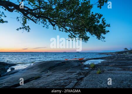 Abend auf der Insel Bylandet, Kirkkonummi-Archipel, Finnland Stockfoto