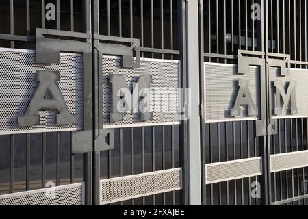 Eine allgemeine Ansicht der Eingangstore mit dem Texas A&M Aggies Logo in Kyle Field, Mittwoch, 26 2021. Mai, in College Station, Texas. Stockfoto