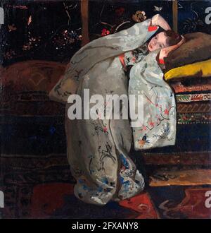 George Hendrik Breitner. Gemälde mit dem Titel „Girl in a White Kimono“ des niederländischen Künstlers George Hendrik Breitner (1857-1923), Öl auf Leinwand, 1894 Stockfoto