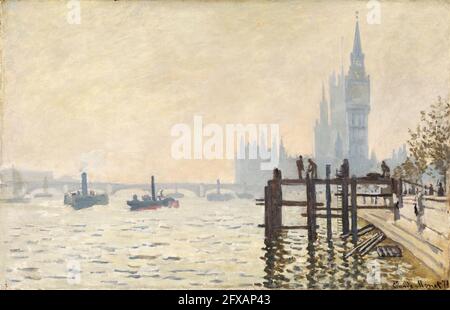 Die Themse unter Westminster von Claude Monet (1840-1926), Öl auf Leinwand, c. 1871 Stockfoto