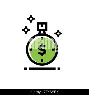 Vektorsymbol für Zeit- und Dollarwährung Stock Vektor