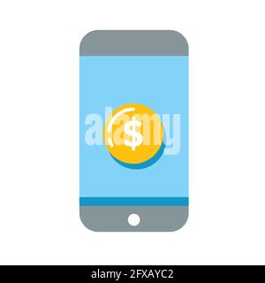 Vektorsymbol für Geldrechnung auf dem Smartphone Stock Vektor