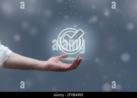 Digitale Qualitätskontrolle Zertifizierung Garantie Garantie Garantie. Konzept der zukünftigen Internet-Business-Technologie Unternehmen Compliance. Stockfoto