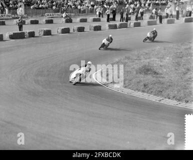 Internationale Motorrad- und Seitenwagenrennen auf der Rennstrecke von Zandvoort, 10. Mai 1959, Niederlande, Foto der Presseagentur des 20. Jahrhunderts, Nachrichten zur Erinnerung, Dokumentarfilm, historische Fotografie 1945-1990, visuelle Geschichten, Menschliche Geschichte des zwanzigsten Jahrhunderts, Momente in der Zeit festzuhalten Stockfoto