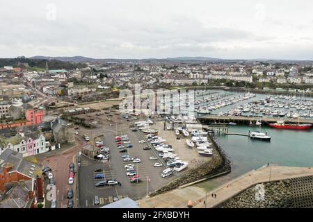 Luftdrohnenaufnahme von Bangor Co in Nordirland Stockfoto