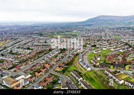 Luftdrohnenaufnahme von Belfast Nordirland Stockfoto