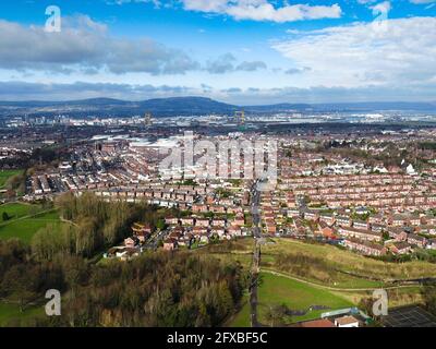 Luftdrohnenaufnahme von Belfast Nordirland Stockfoto