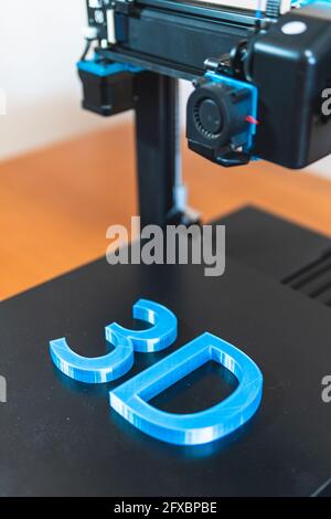 3D-Text auf dem Drucker Stockfoto