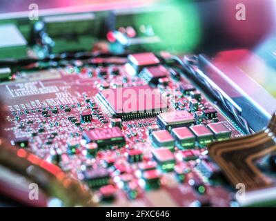 Elektronikplatine mit Prozessor Stockfoto