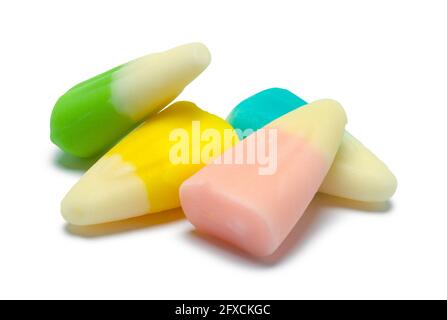 Kleiner Stapel Zuckermaor auf Weiß ausgeschnitten. Stockfoto