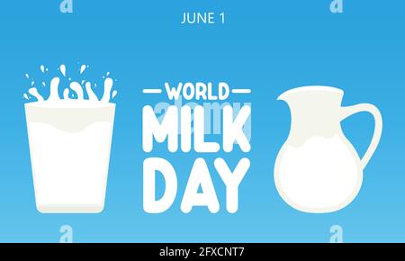 Hintergrund-Illustration Zum Vactor-Banner Zum Weltmilchtag. Sensibilisierungskampagne Vektorhintergrund, Banner, Poster, Kartenvorlage. Stock Vektor
